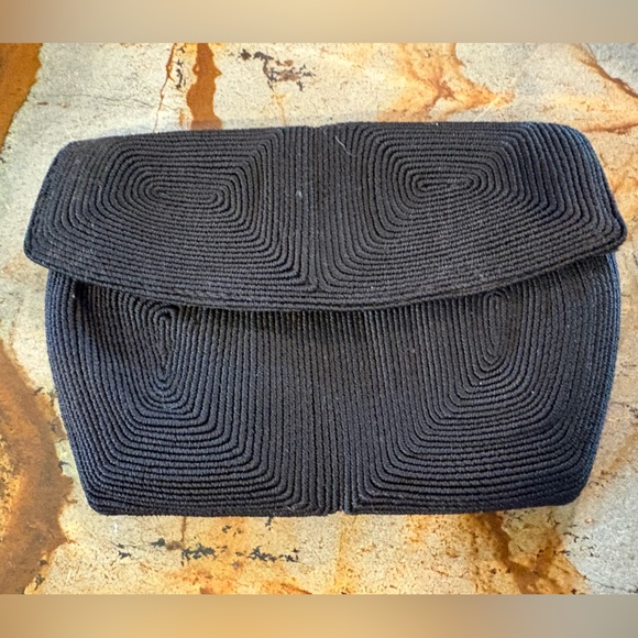 Corde Handbags - Vintage 1940s/50s Corde Black Clutch Change Purse